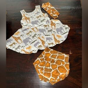 New 3pcs Baby Girls Animal Print Outfit 18-24 mo